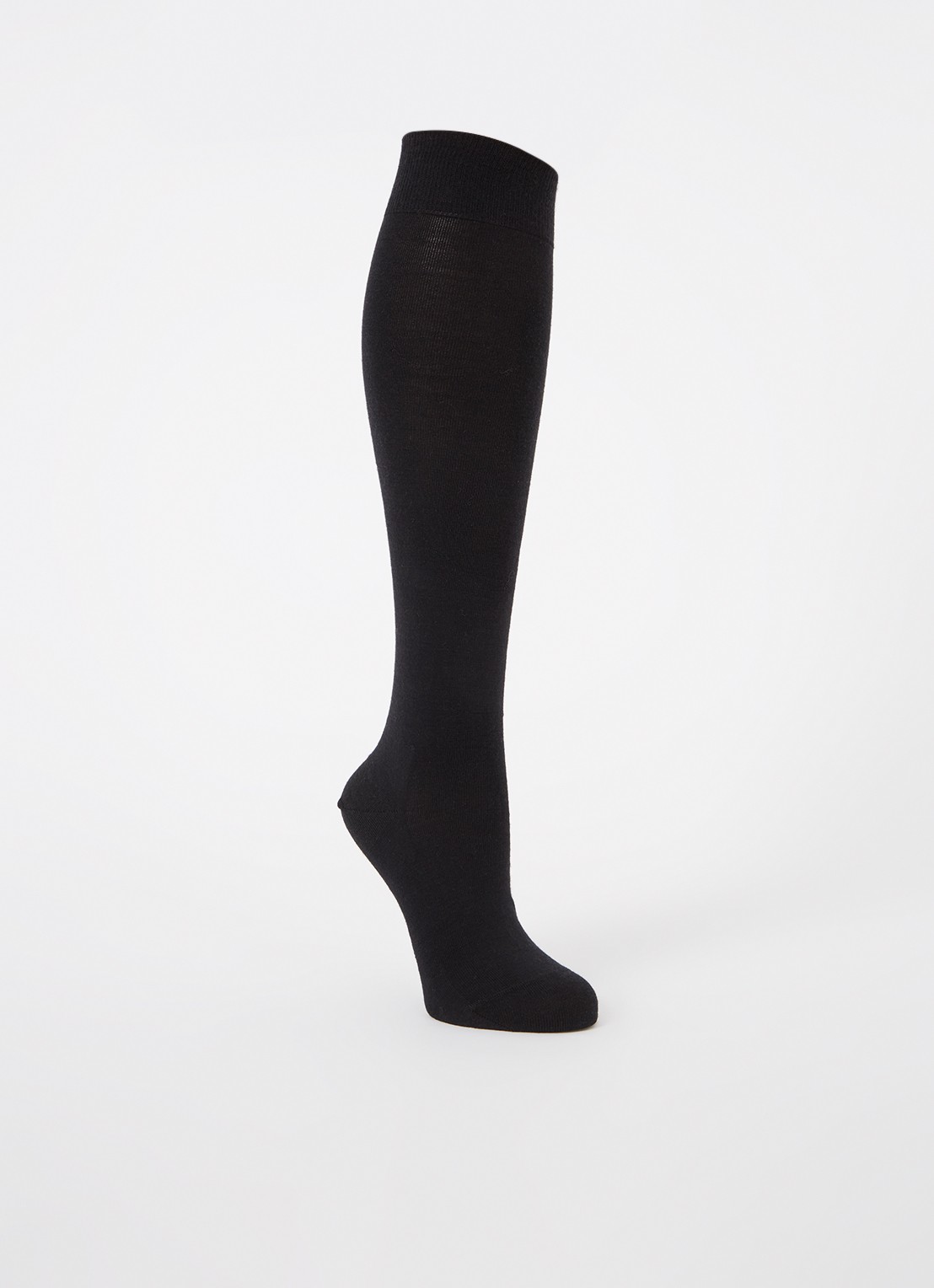 Falke Softmerino kniekousen in wolblend - voorkant zwart