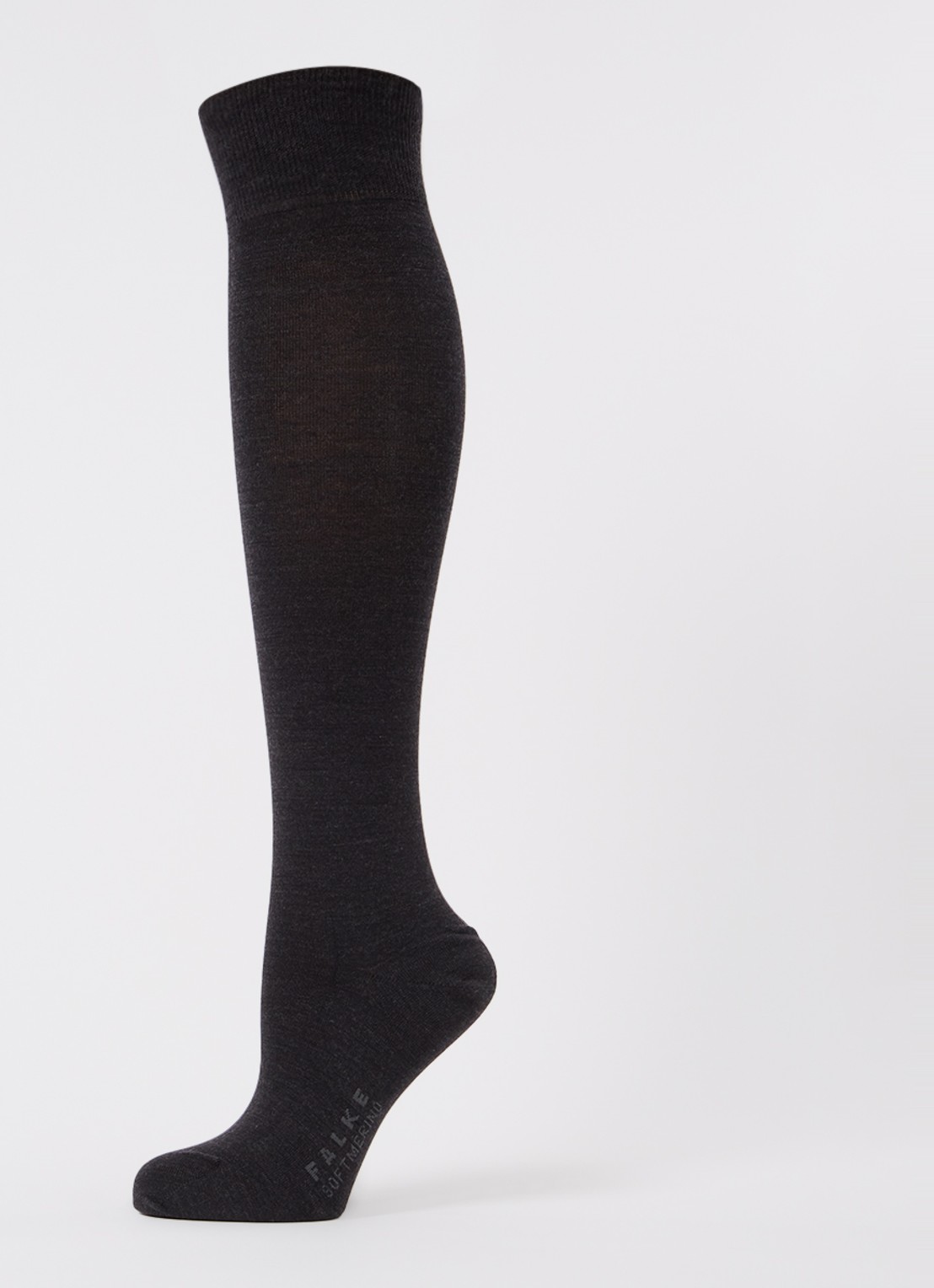 Falke Softmerino kniekousen in wolblend - detail 3 antraciet