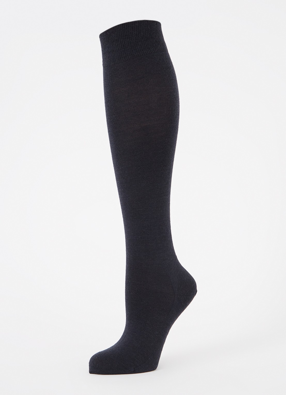 Falke Softmerino kniekousen in wolblend - detail donkerblauw
