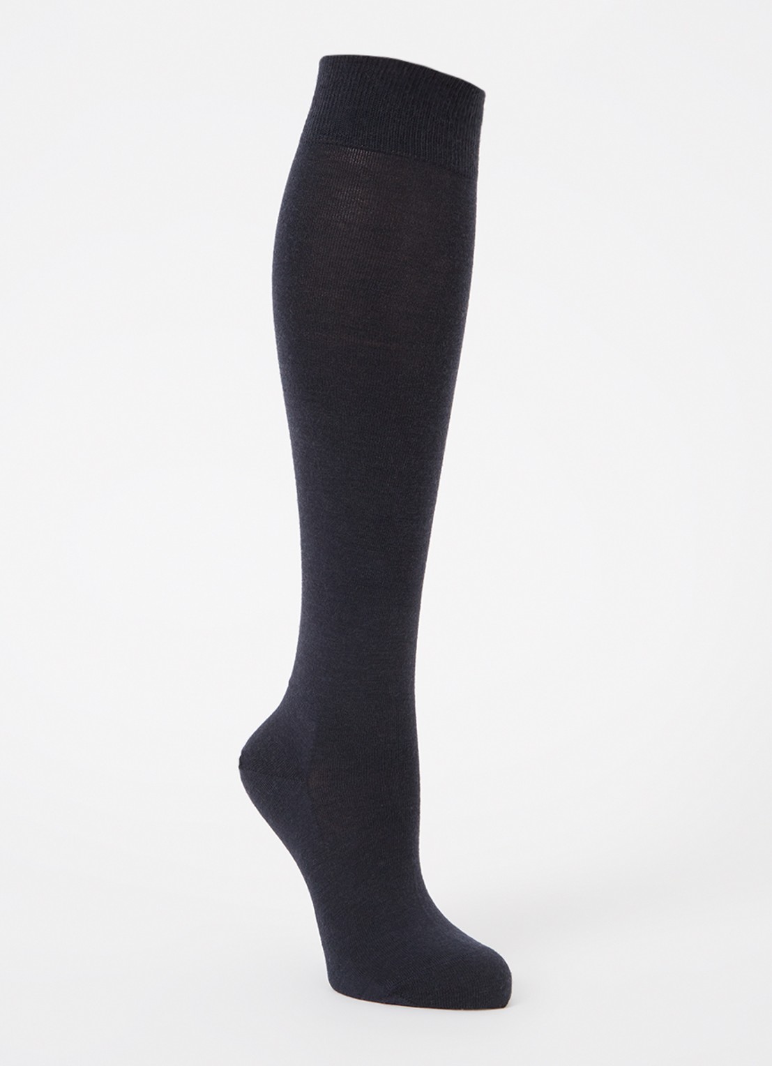 Falke Softmerino kniekousen in wolblend - voorkant 2 donkerblauw