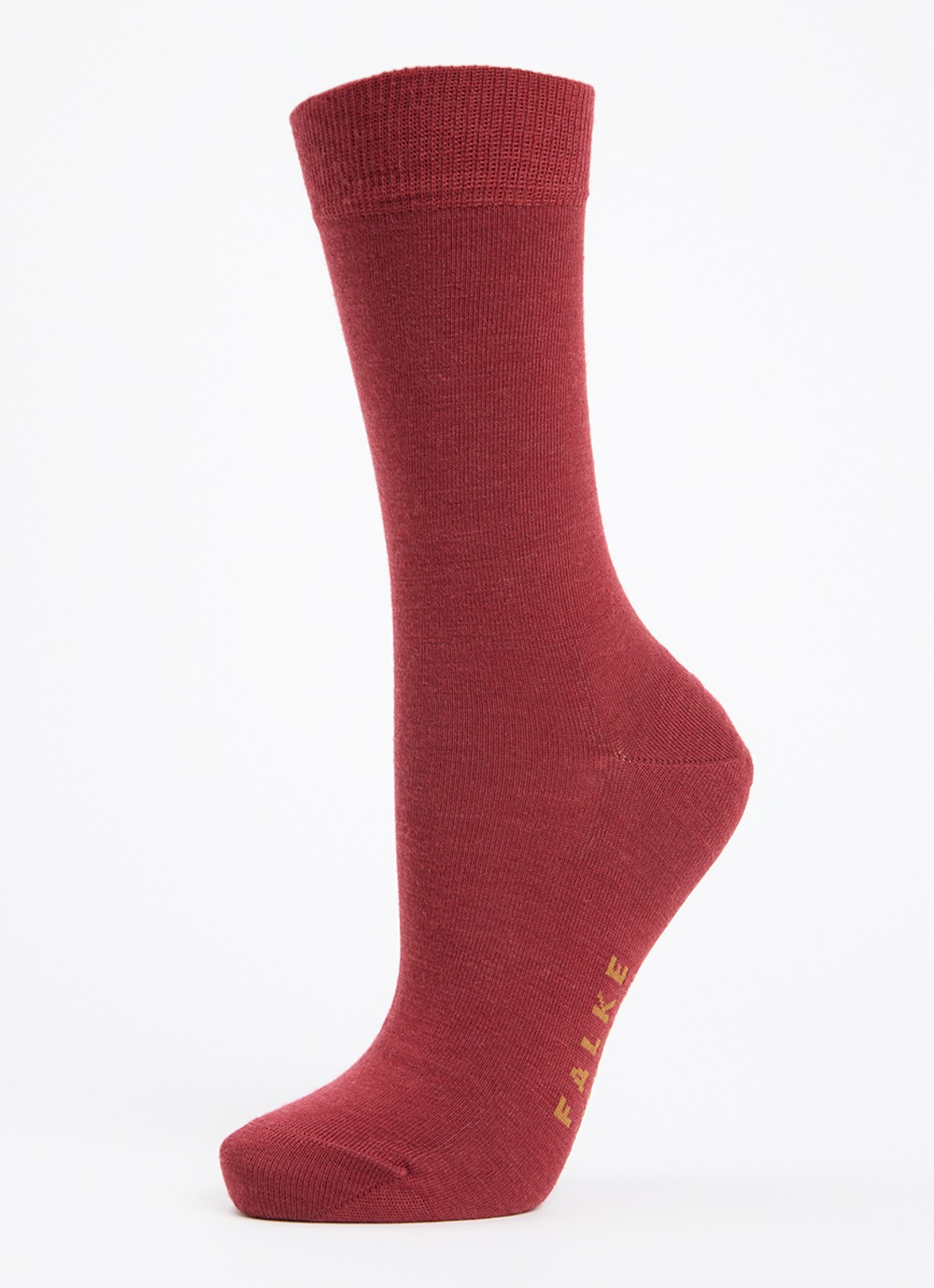 Falke Softmerino sokken in scheerwolblend - voorkant steenrood