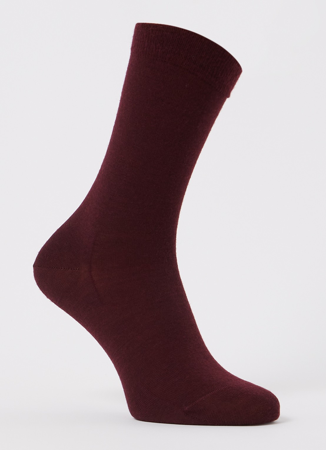 Falke Softmerino sokken in scheerwolblend - voorkant aubergine
