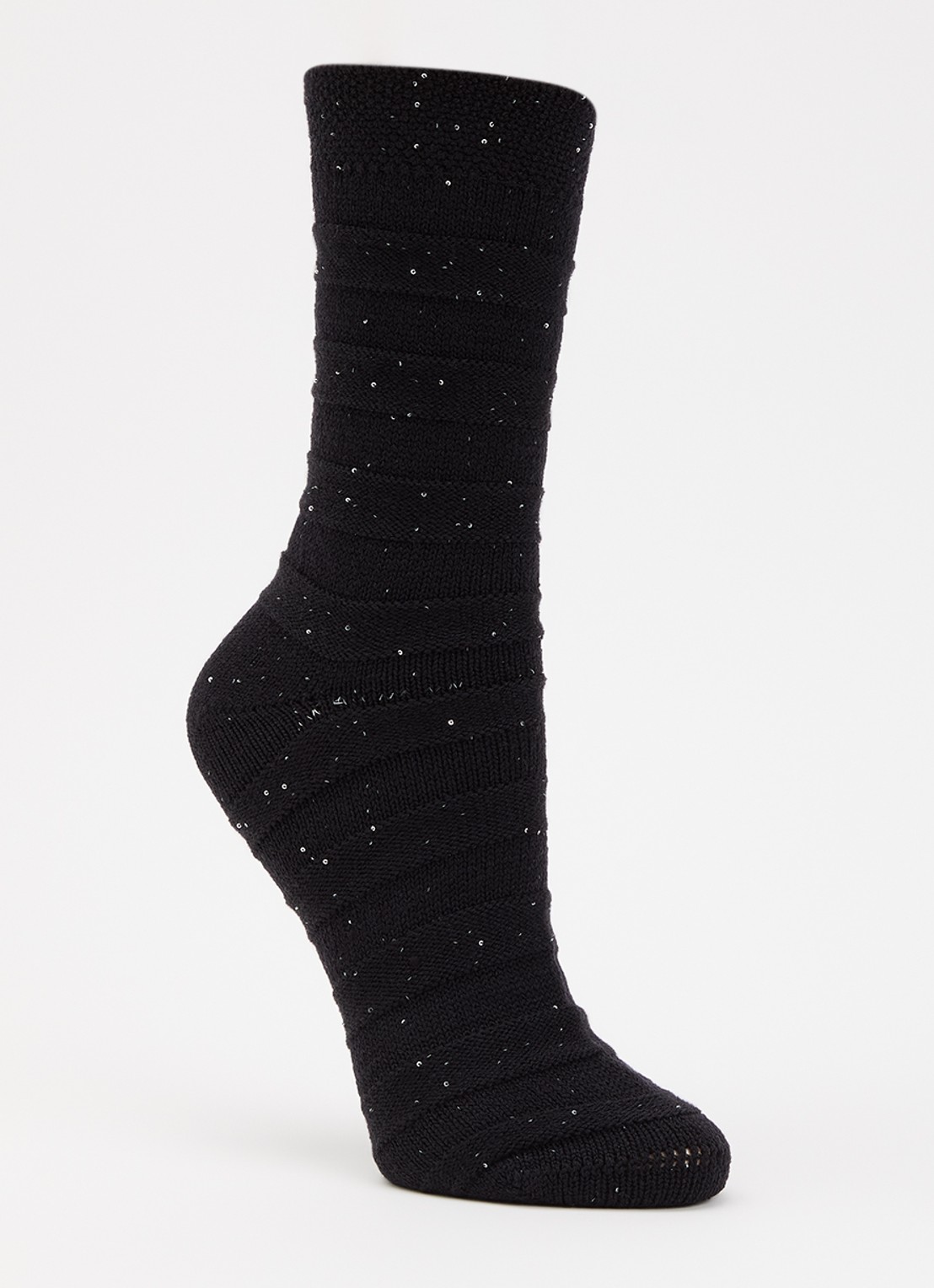 Falke Sparkle Stripes sokken in wolblend  - voorkant zwart
