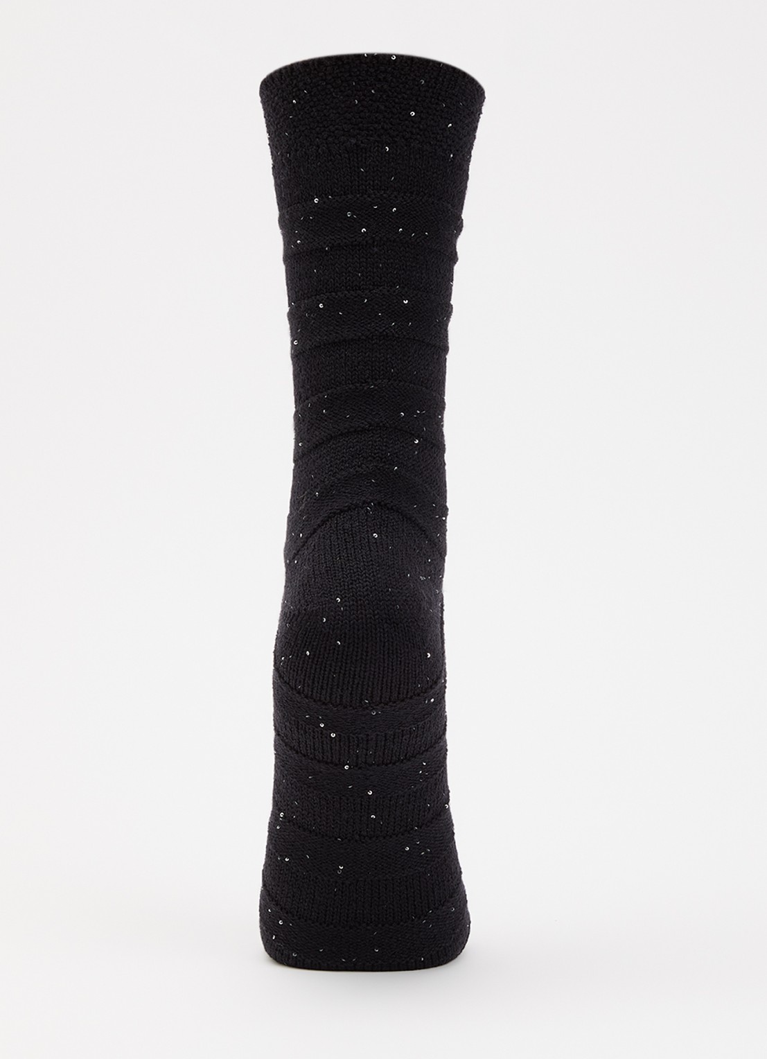 Falke Sparkle Stripes sokken in wolblend  - voorkant 2 zwart