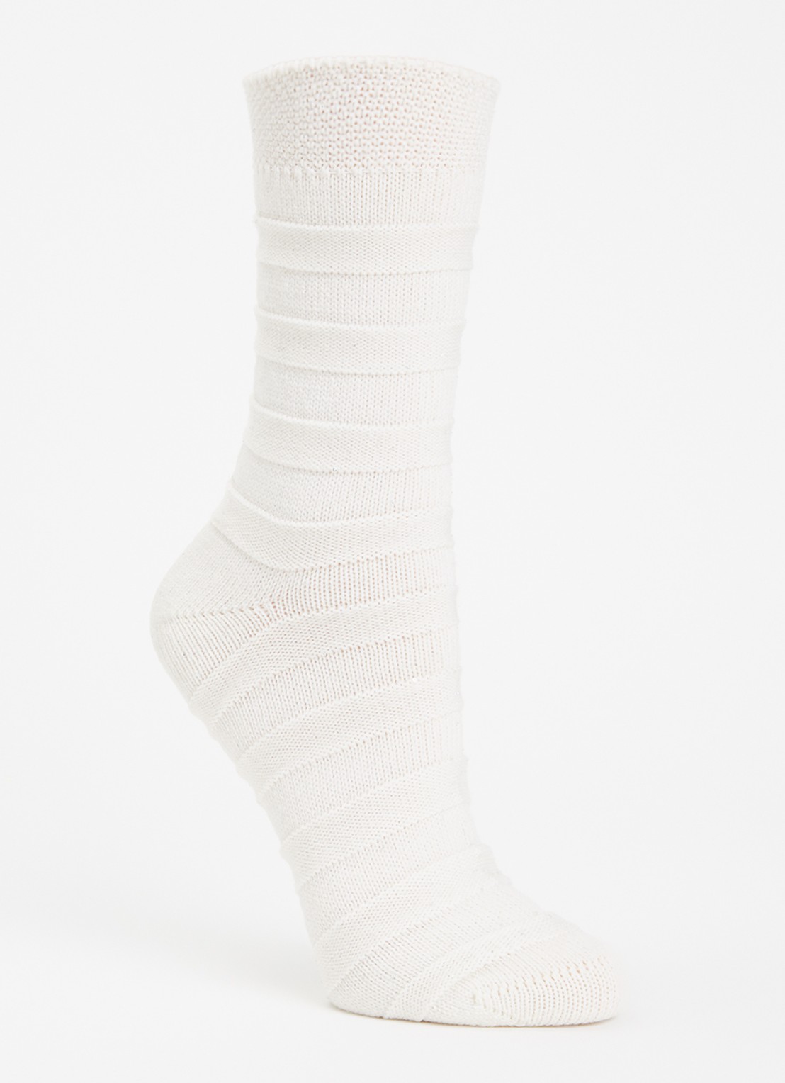 Falke Sparkle Stripes sokken in wolblend  - voorkant 2 gebroken wit
