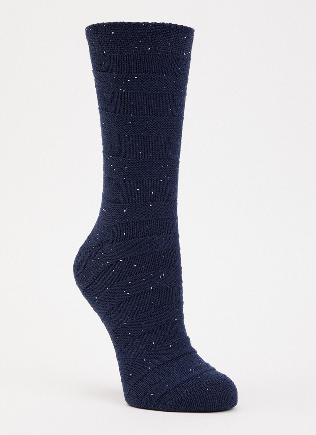 Falke Sparkle Stripes sokken in wolblend  - voorkant 2 donkerblauw