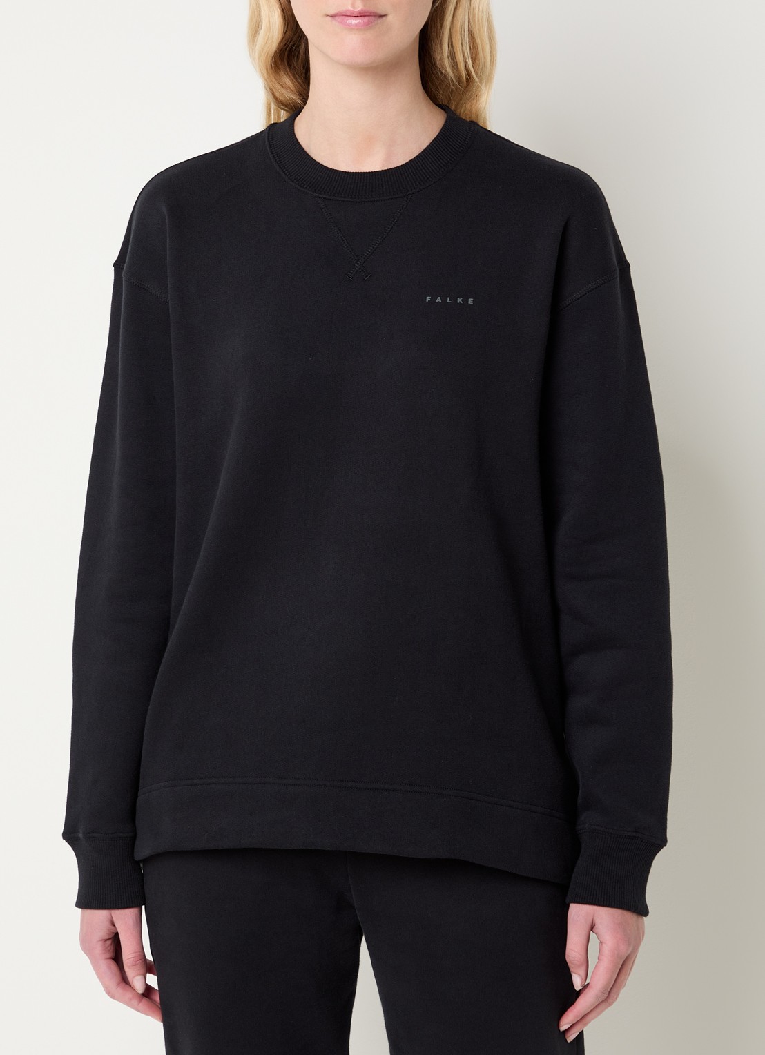 Falke Sweater met logo - detail zwart