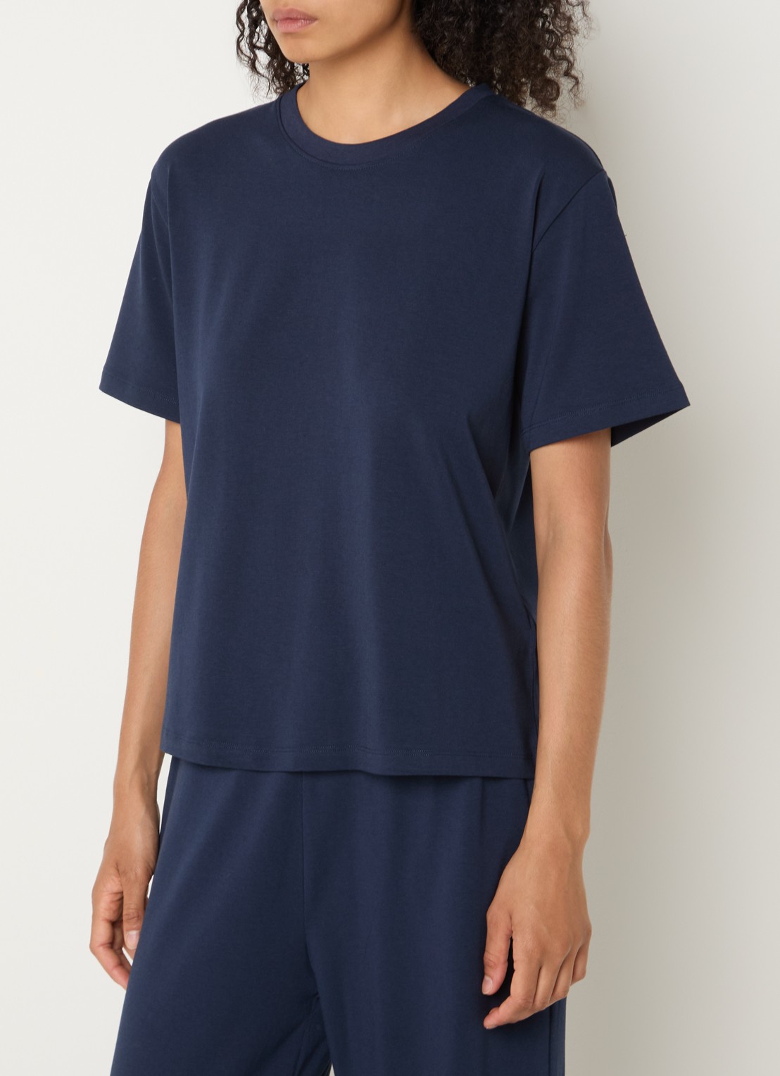 Falke T-shirt met ronde hals - detail blauw