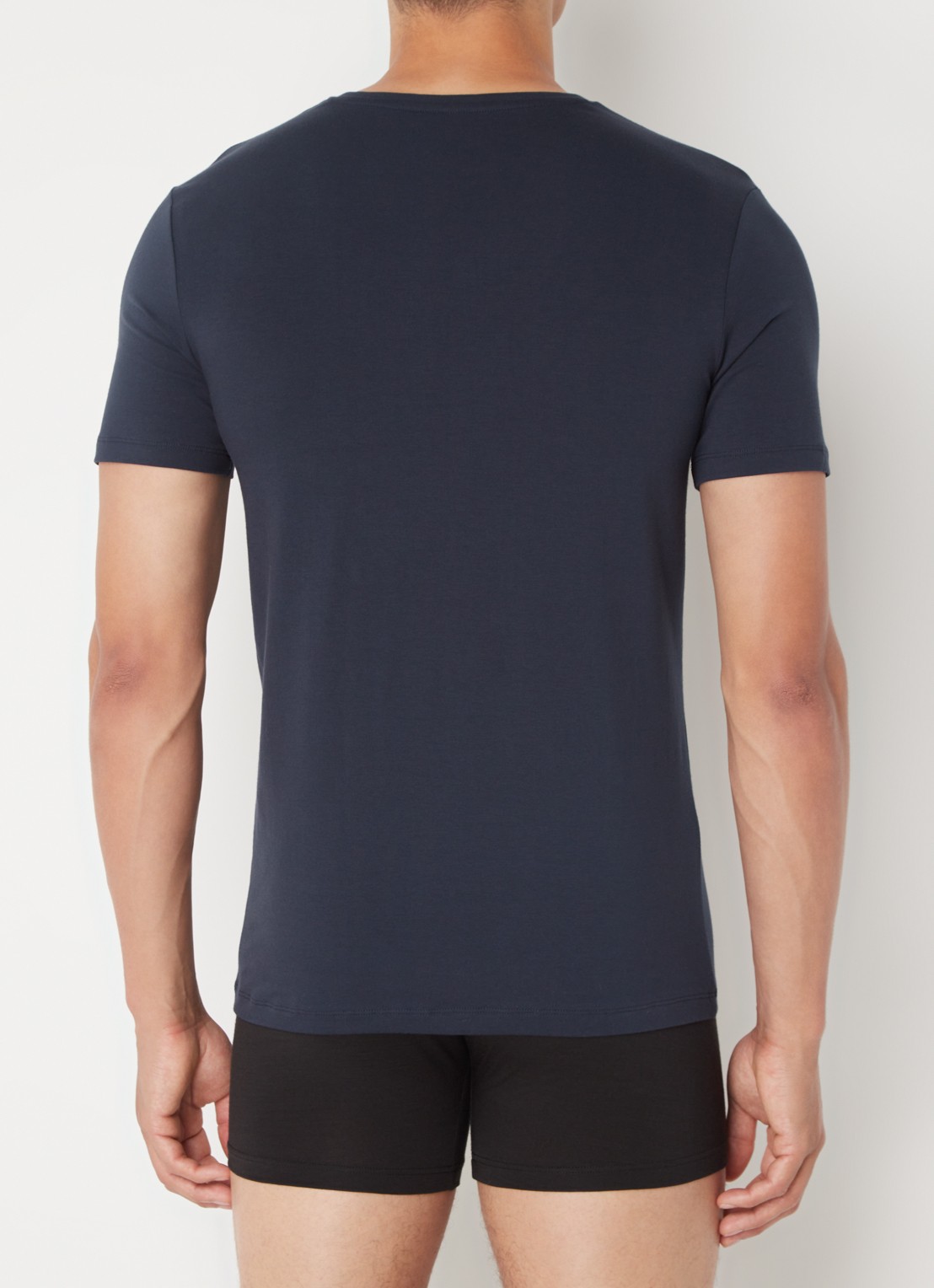 Falke T-shirt met V-hals in 2-pack - achterkant 4 donkerblauw