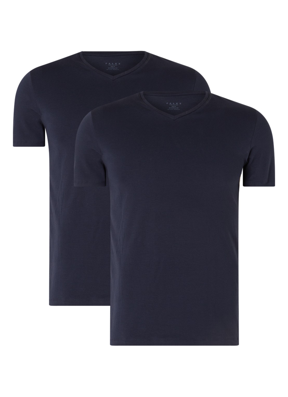 Falke T-shirt met V-hals in 2-pack - voorkant 2 donkerblauw