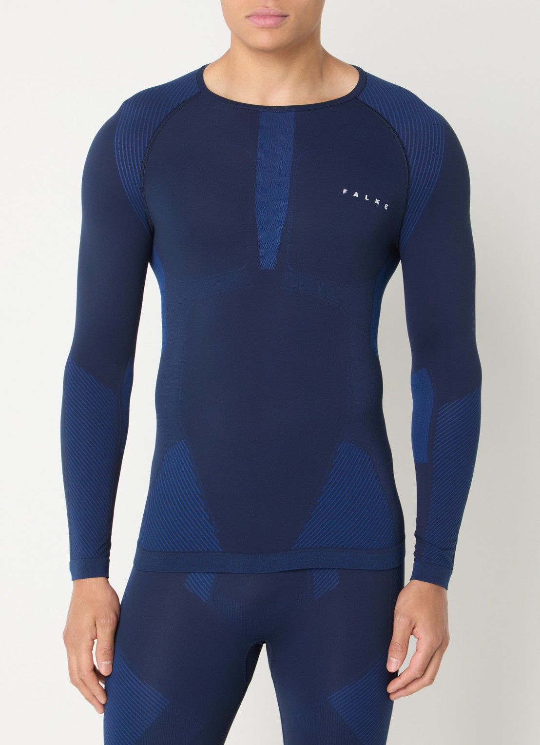 Falke Trainings longsleeve met logo - detail donkerblauw