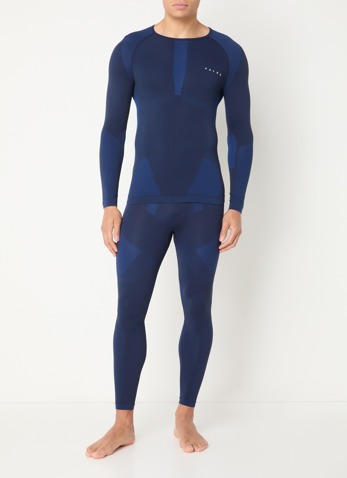 Falke Trainings longsleeve met logo - voorkant 3 donkerblauw
