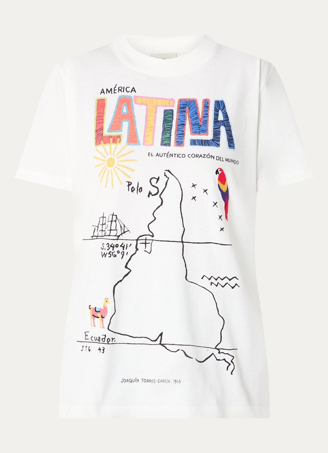 Farm Rio America Latina T-shirt met print - voorkant gebroken wit