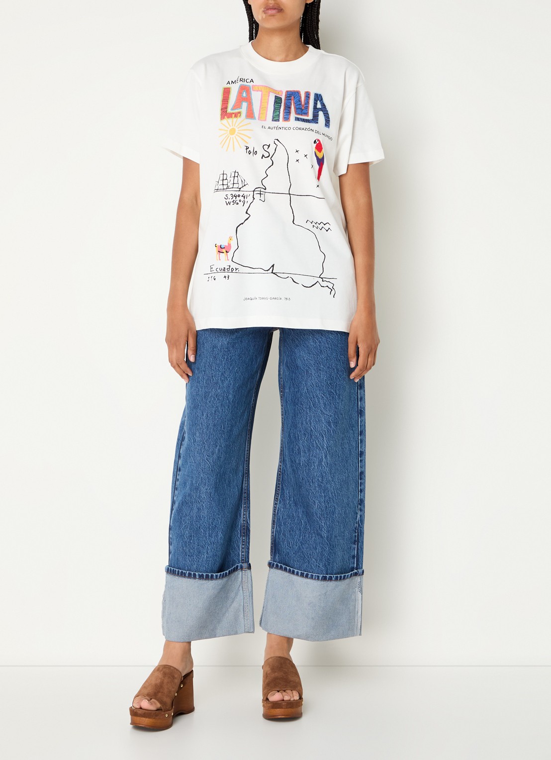 Farm Rio America Latina T-shirt met print - voorkant 2 gebroken wit
