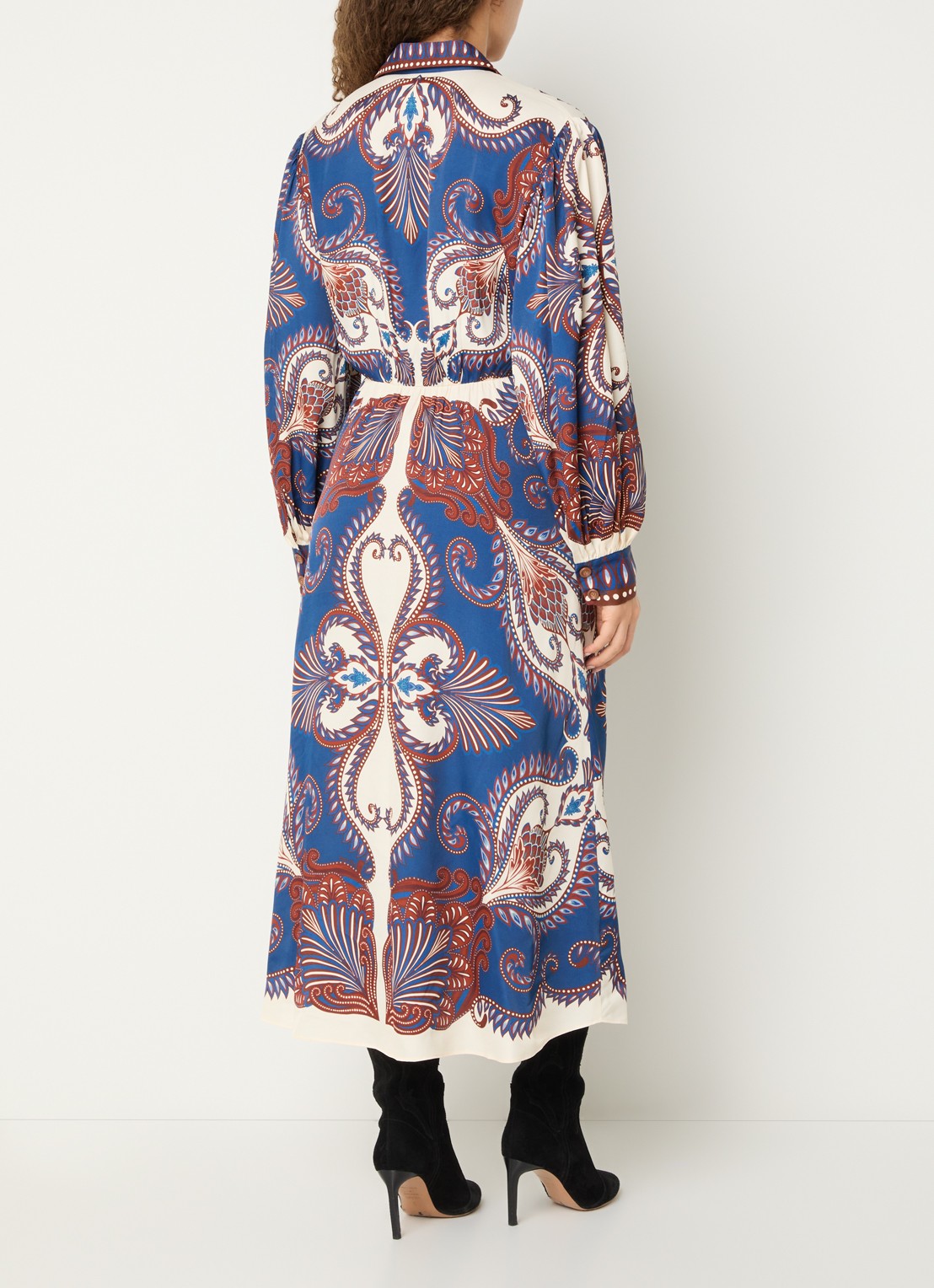 Farm Rio Arabesque maxi jurk met print - achterkant indigo