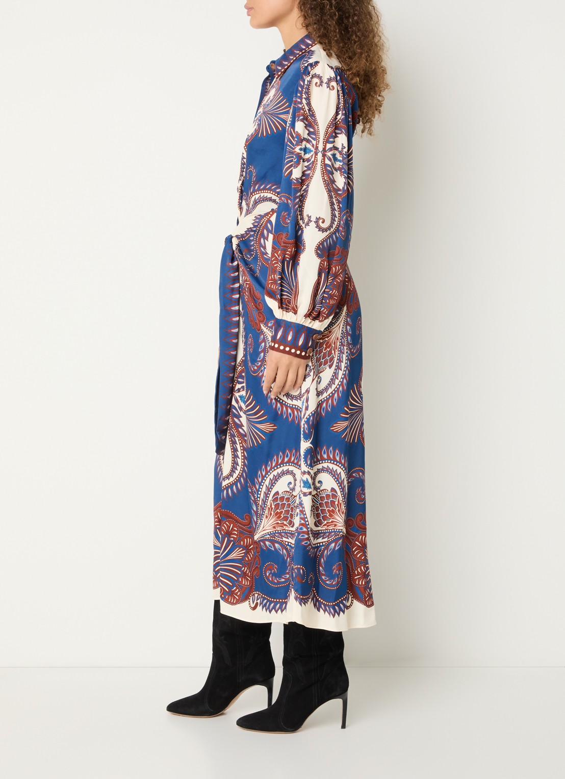 Farm Rio Arabesque maxi jurk met print - voorkant 3 indigo