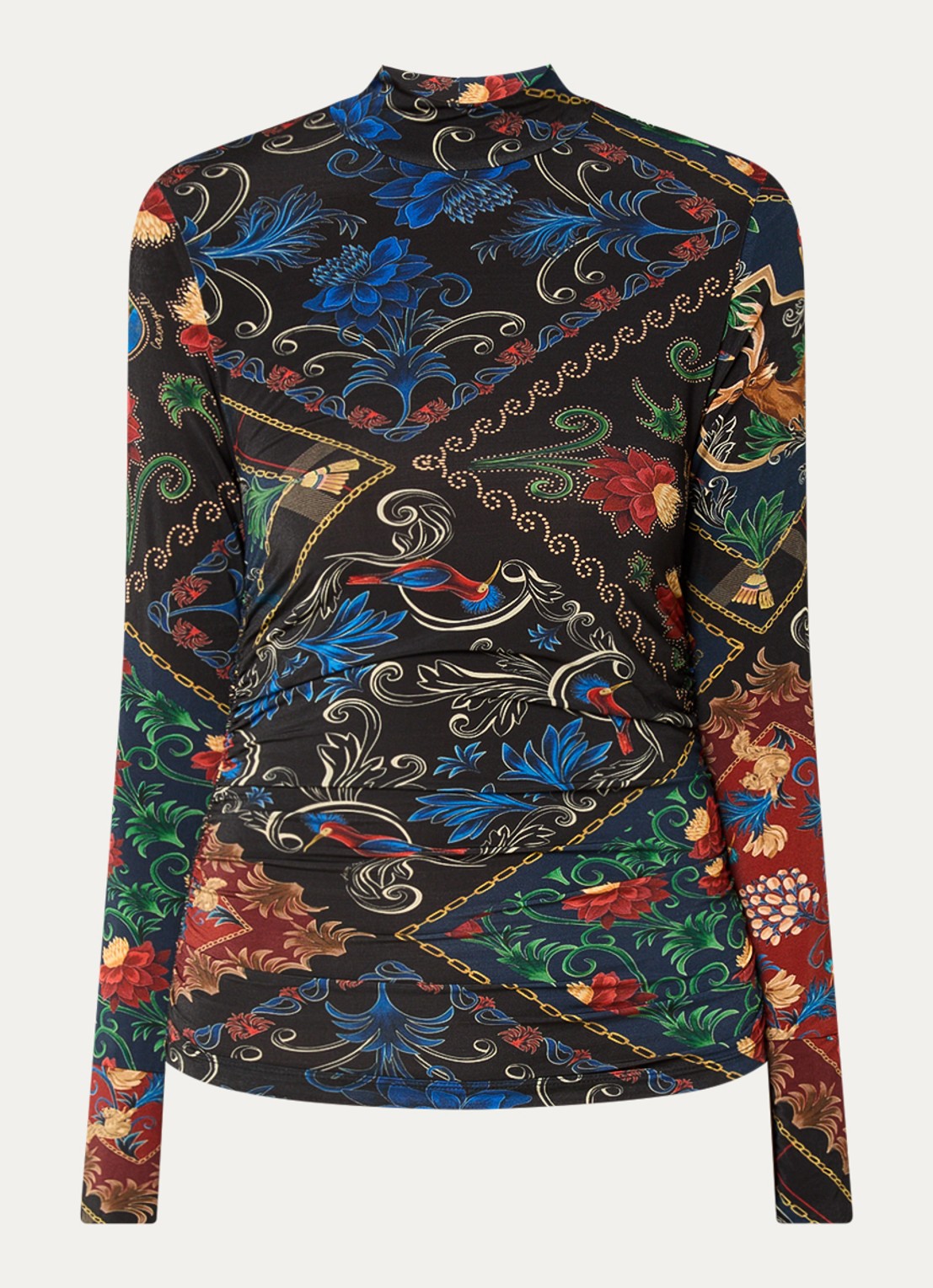 Farm Rio Arabesque top met print - voorkant 3 zwart