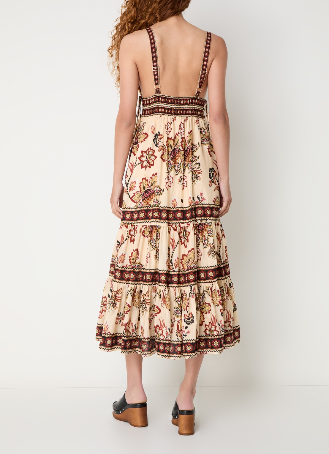 Farm Rio Aura midi jurk met bloemenprint - achterkant creme