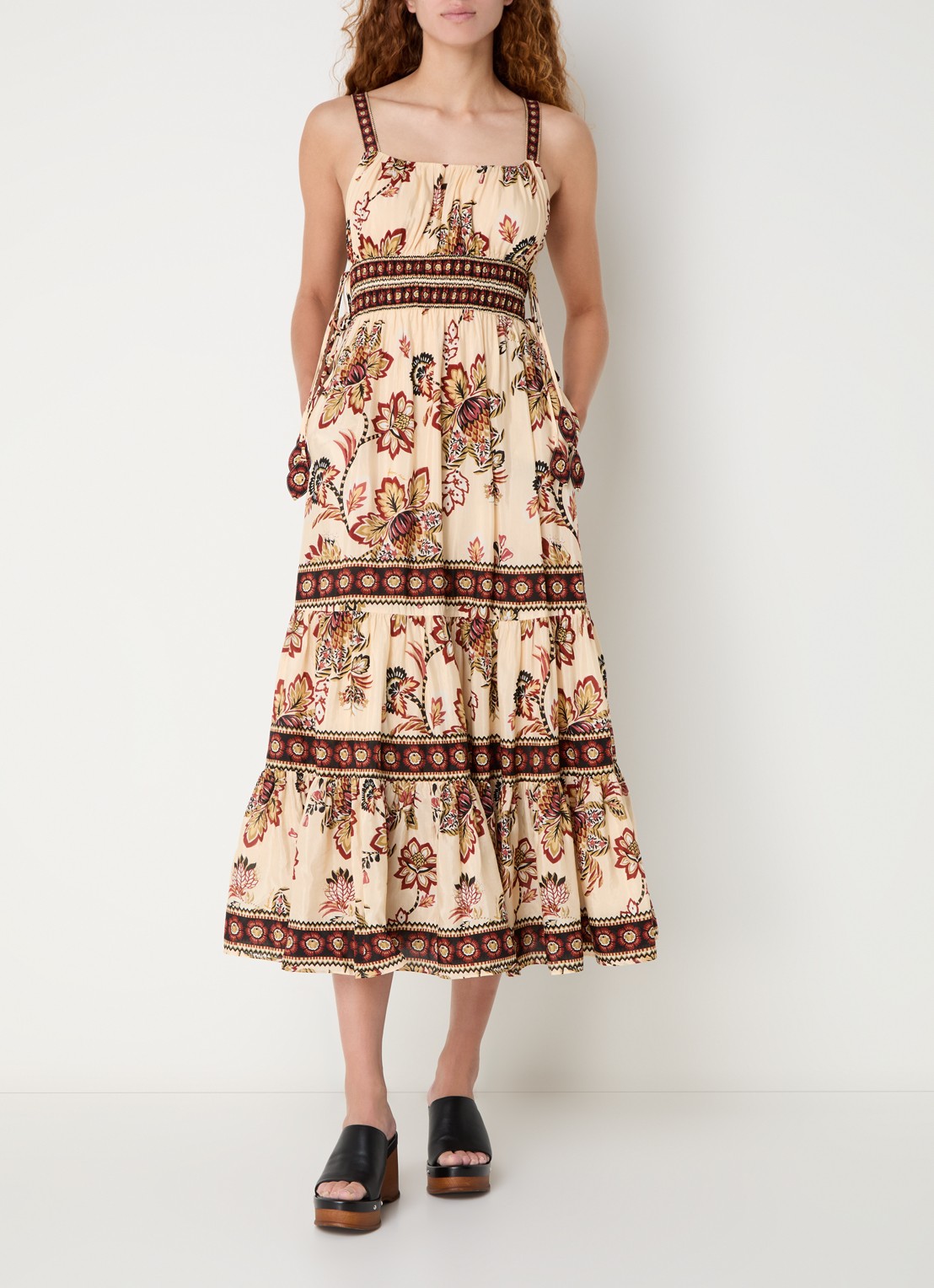Farm Rio Aura midi jurk met bloemenprint - detail 2 creme