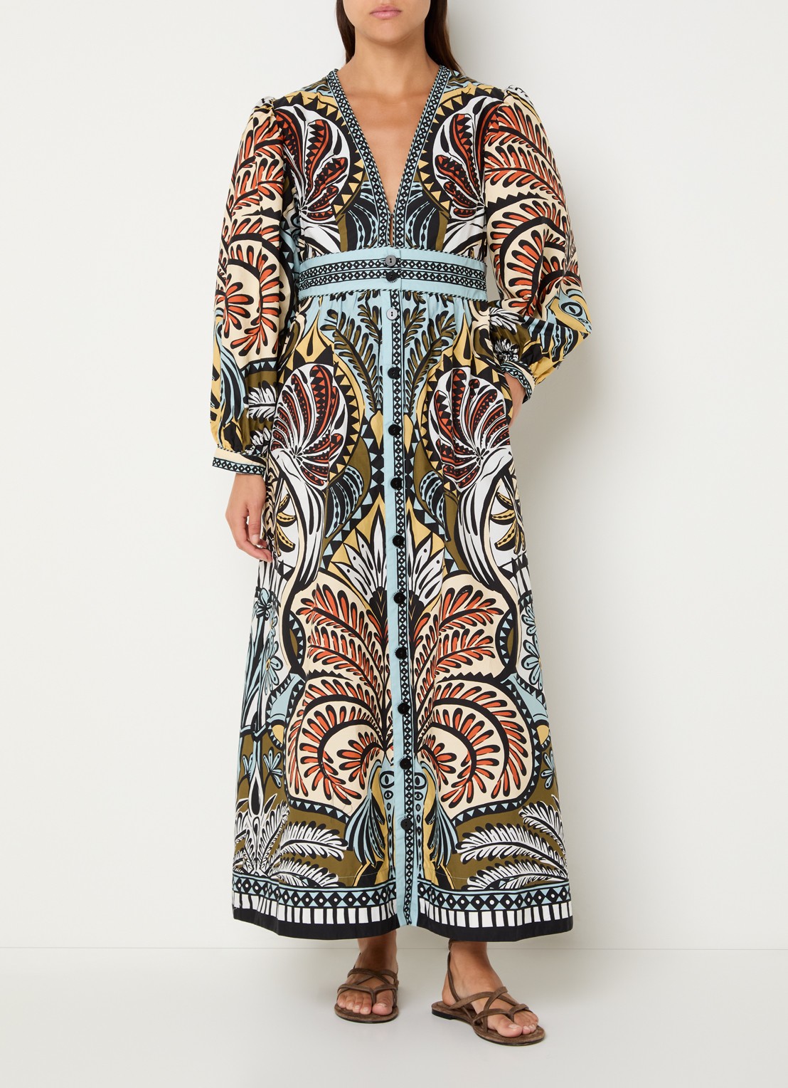 Farm Rio Balamana maxi tuniekjurk met print - detail lichtblauw
