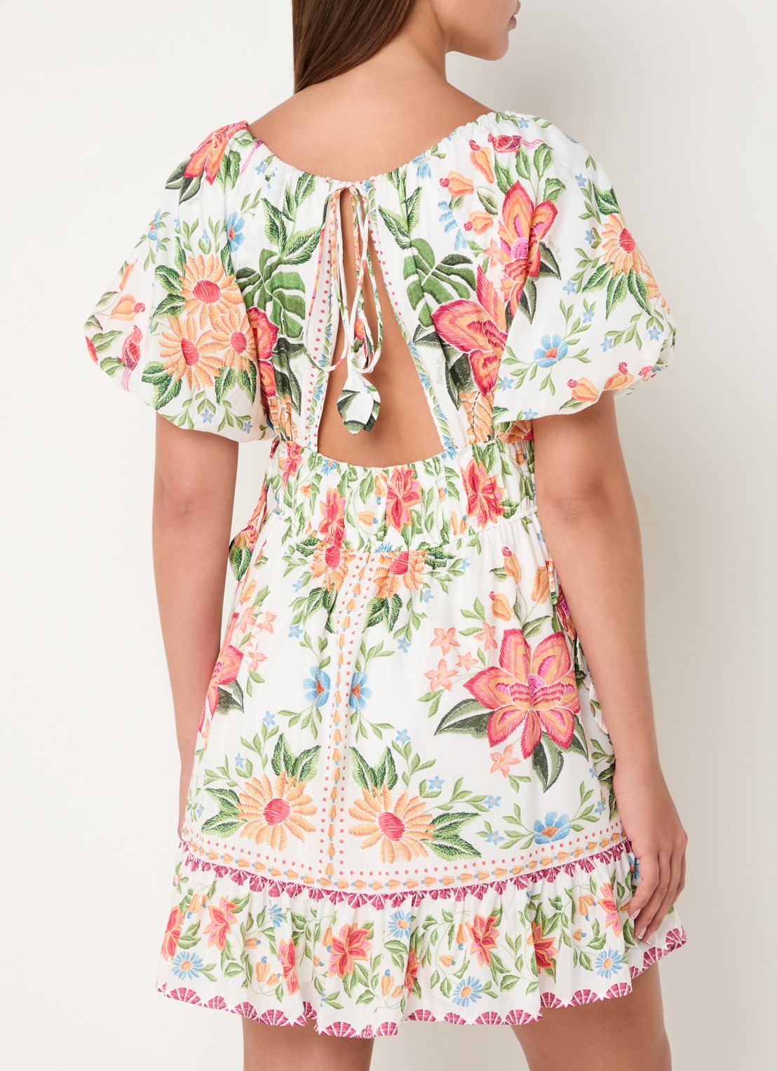Farm Rio Bloom Garden mini jurk met bloemenprint - achterkant roze