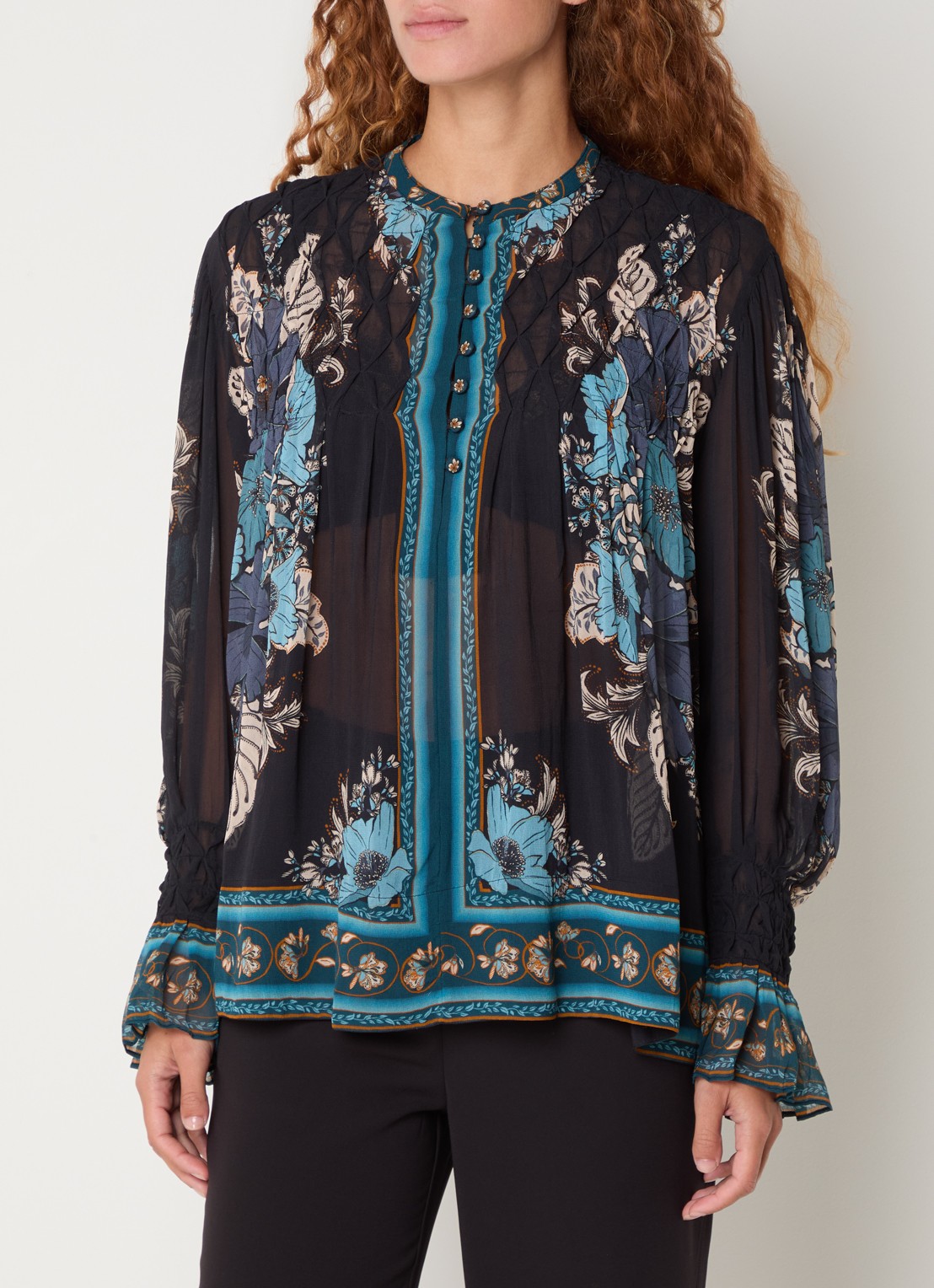 Farm Rio Blossom tuniek met bloemenprint - detail 4 donkerblauw