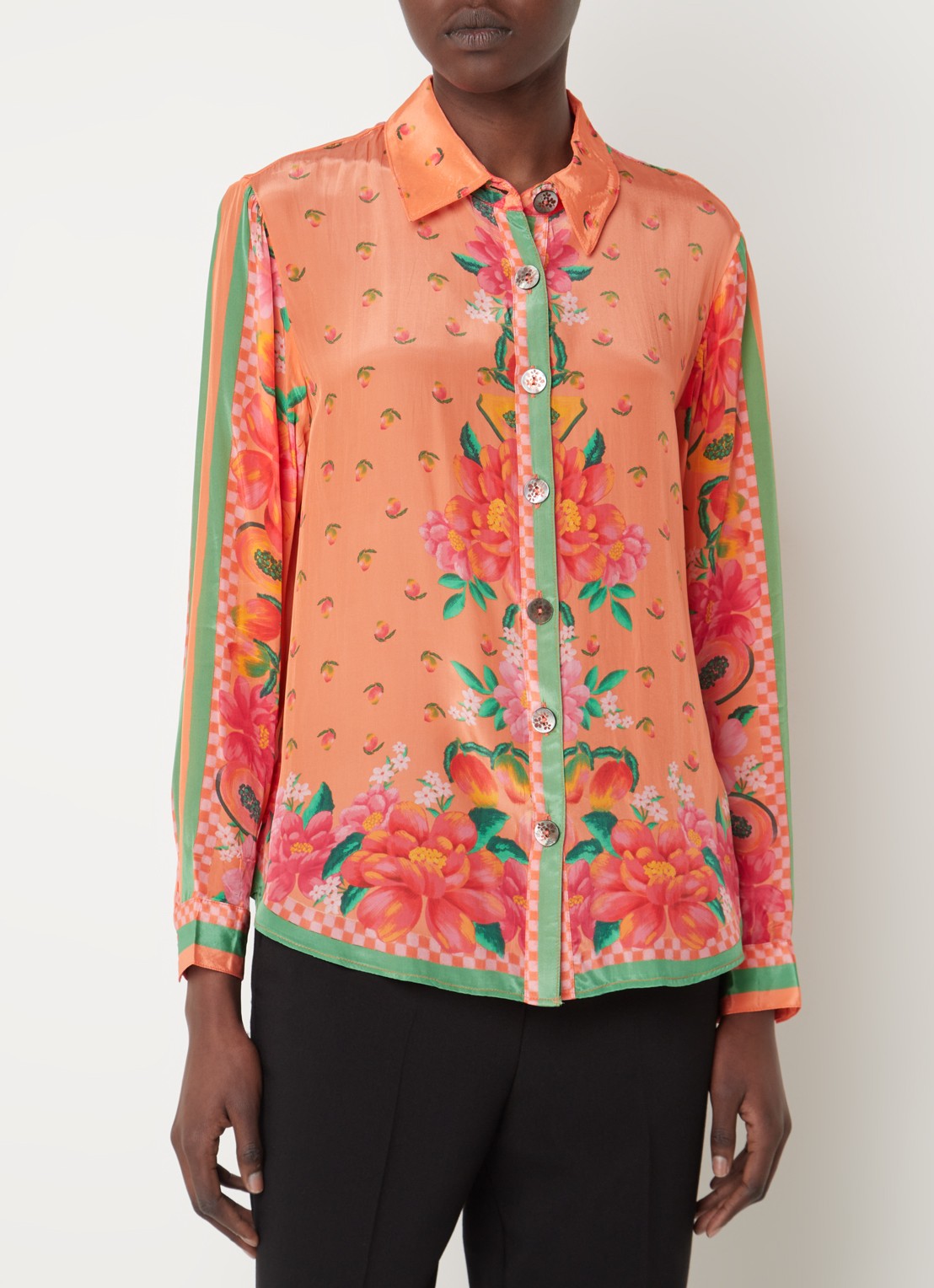 Farm Rio Blouse met bloemenprint  - detail 4 oranje