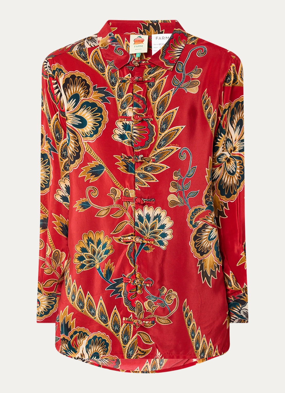 Farm Rio Blouse met bloemenprint - voorkant 2 rood