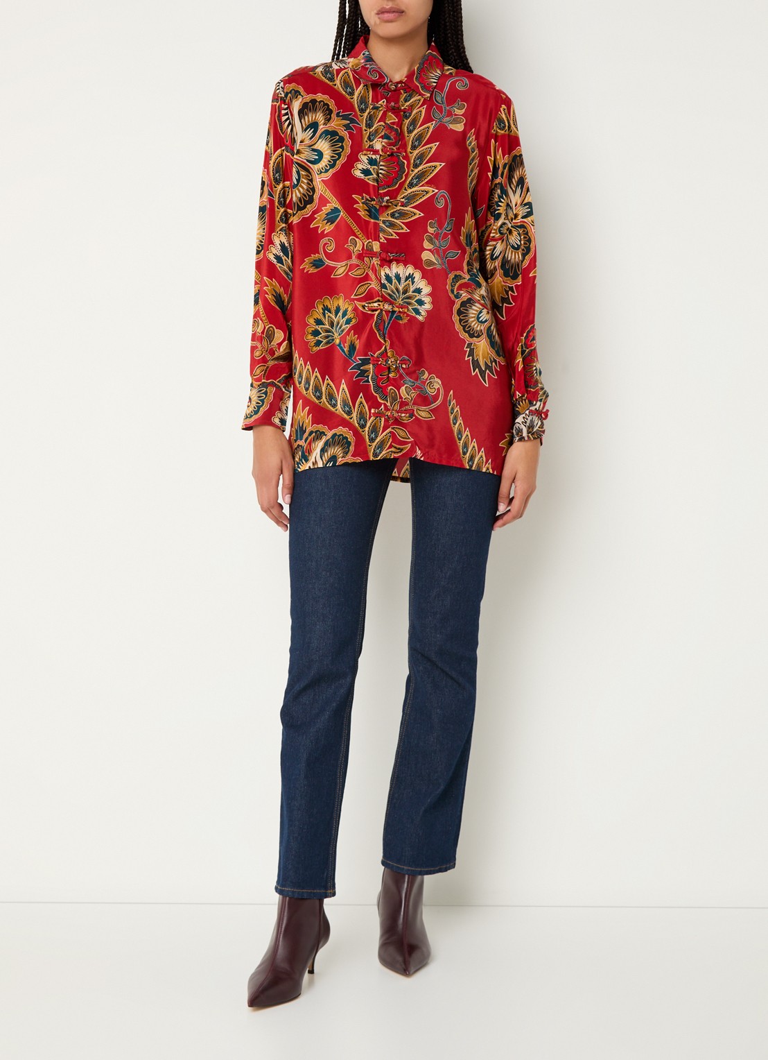 Farm Rio Blouse met bloemenprint - voorkant 3 rood