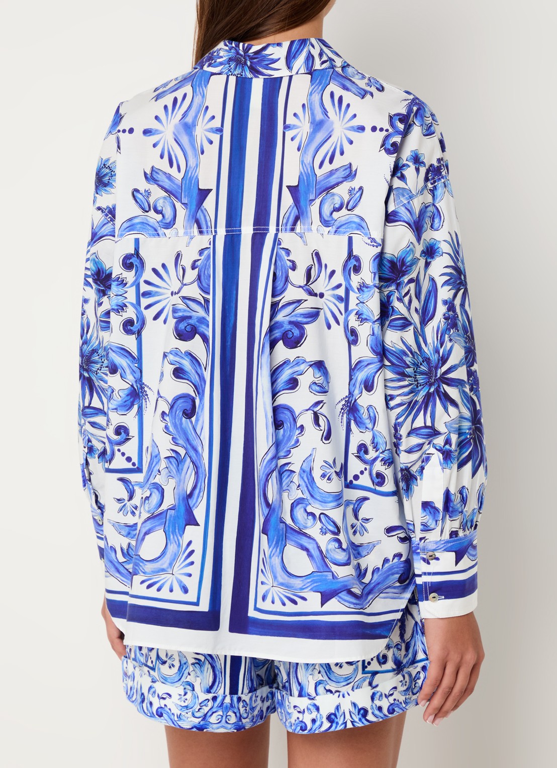 Farm Rio Blouse met print en blinde knoopsluiting - achterkant donkerblauw
