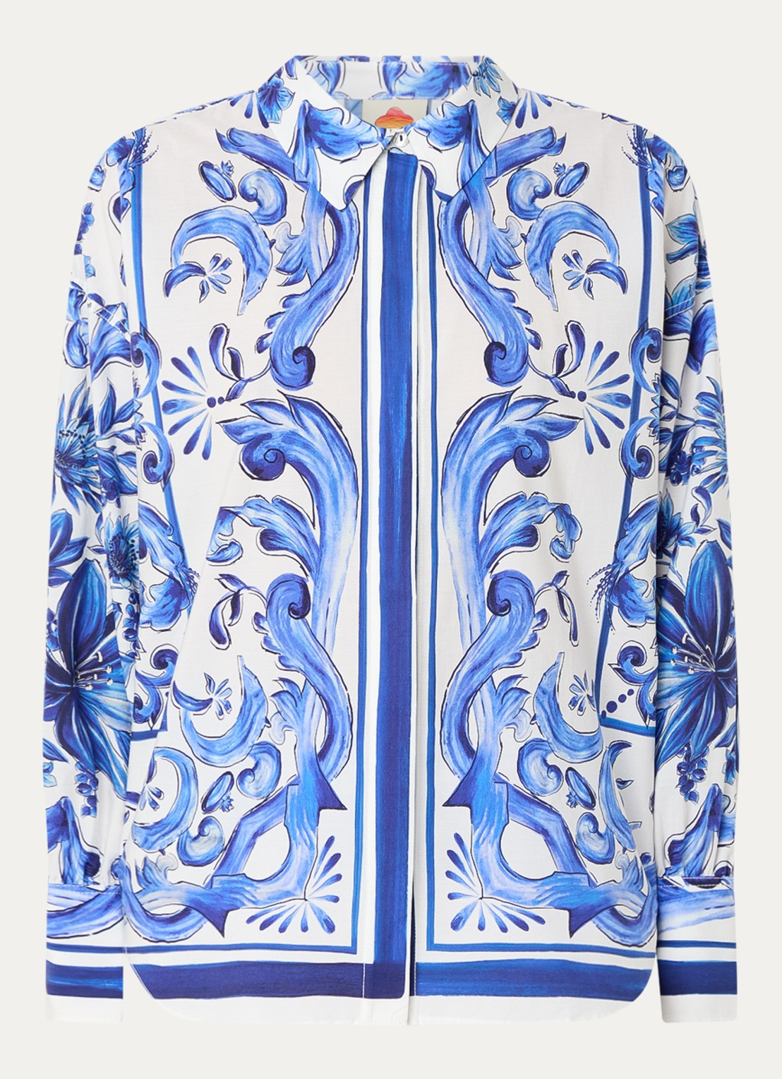 Farm Rio Blouse met print en blinde knoopsluiting - voorkant 2 donkerblauw