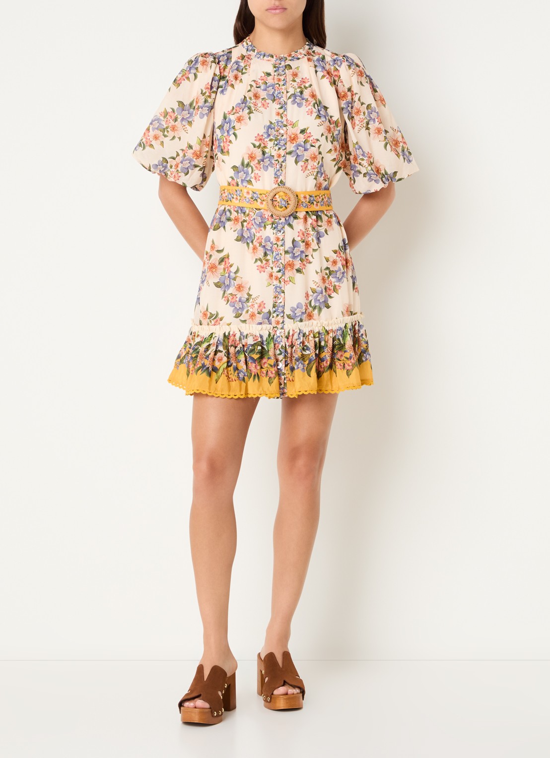 Farm Rio Boho Beauty Butter maxi tuniekjurk in linnenblend - voorkant 3 zand
