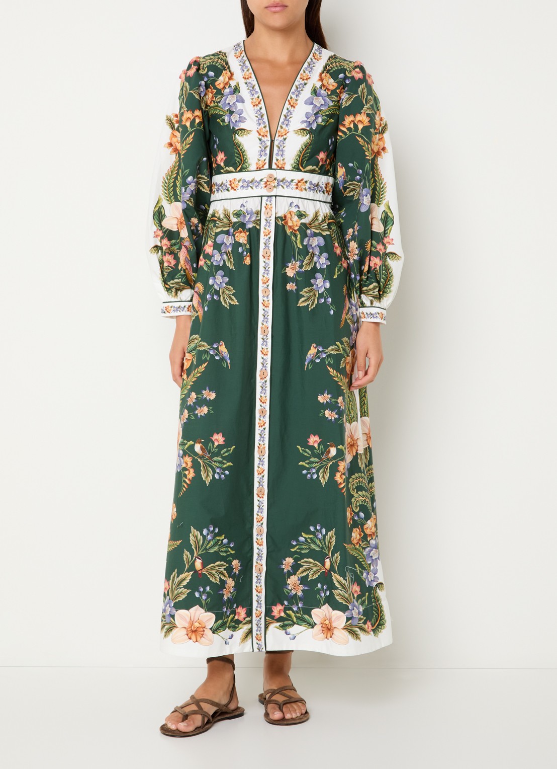 Farm Rio Boho Beauty Butter maxi tuniekjurk met bloemenprint - detail 2 groen