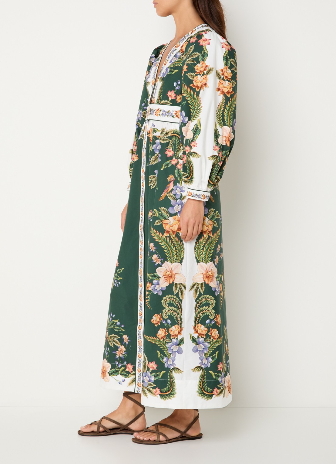Farm Rio Boho Beauty Butter maxi tuniekjurk met bloemenprint - voorkant 4 groen