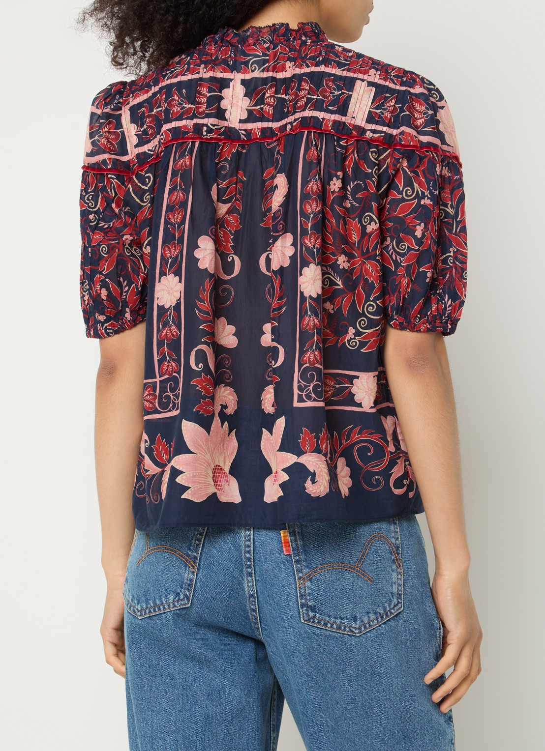 Farm Rio Boho blouse met ruches - achterkant donkerblauw
