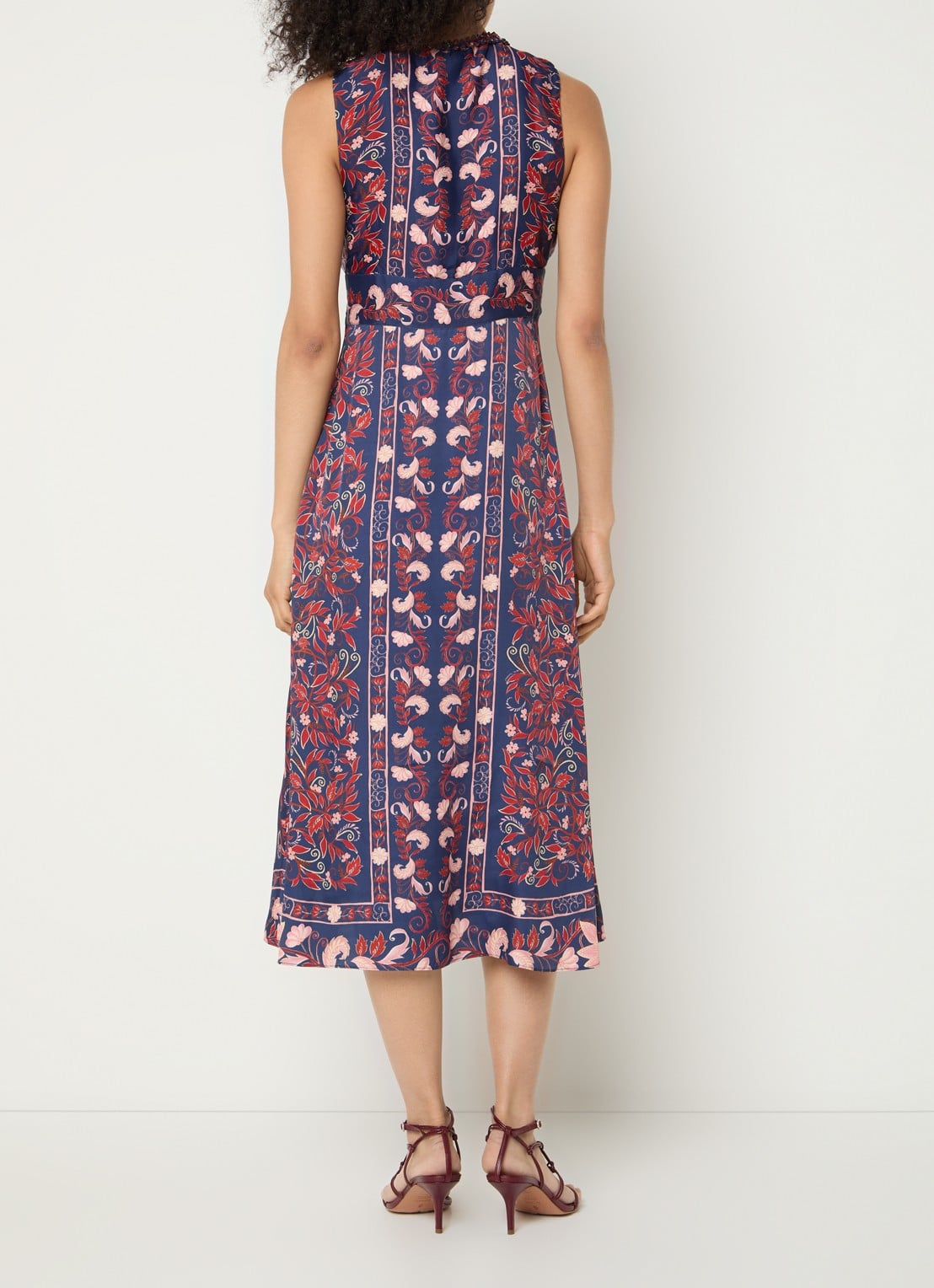 Farm Rio Boho midi jurk met print - achterkant 4 donkerblauw