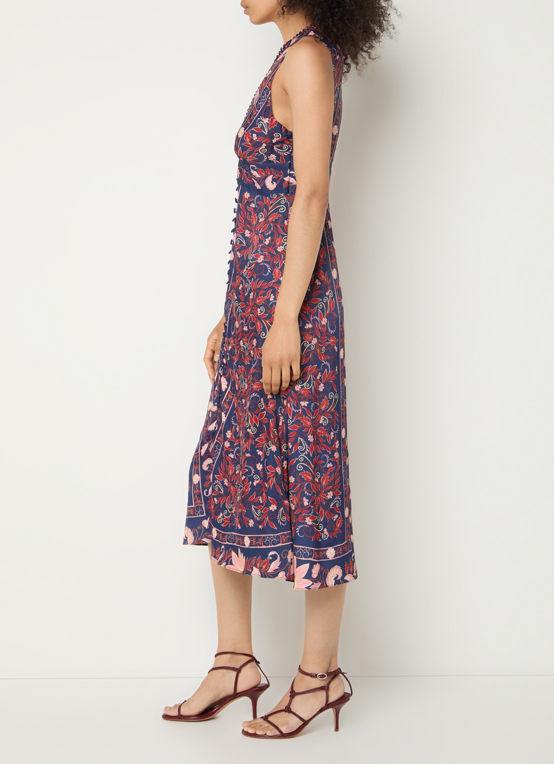 Farm Rio Boho midi jurk met print - detail 3 donkerblauw