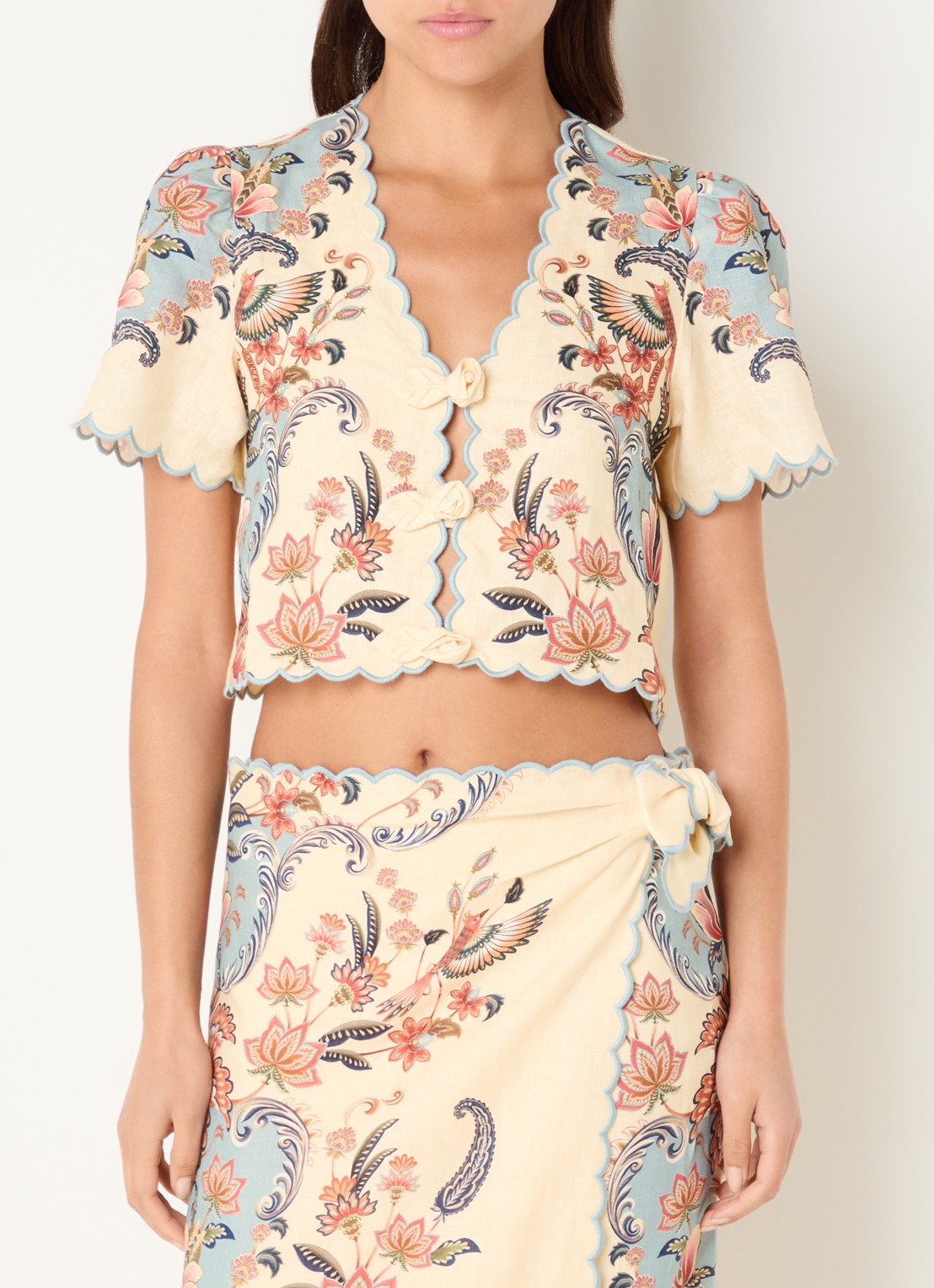 Farm Rio Boho tuniek met bloemenprint - detail lichtgeel