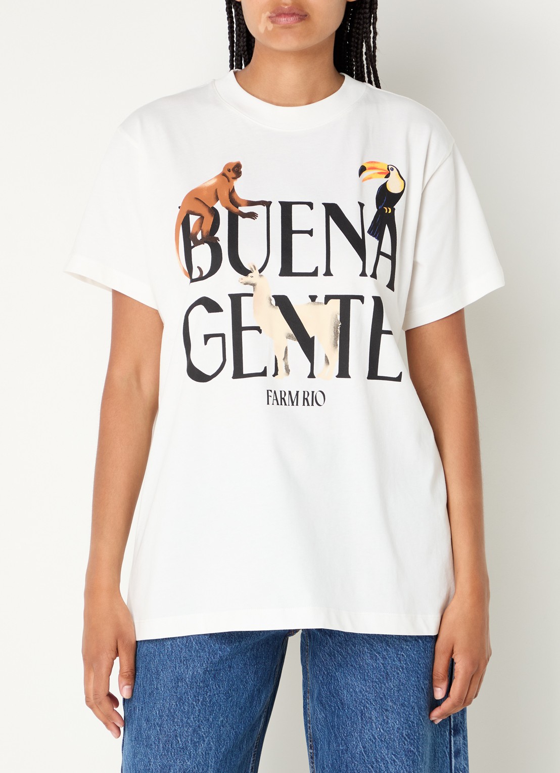 Farm Rio Buena Gente T-shirt met print - detail 2 gebroken wit