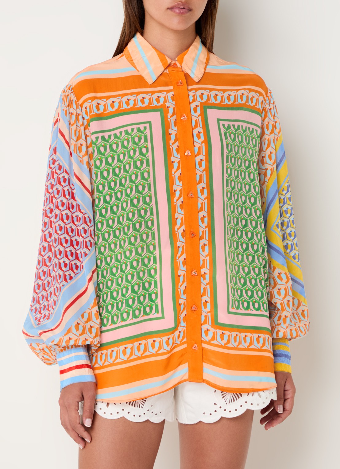 Farm Rio Cashew blouse met grafische print - detail 2 oranje