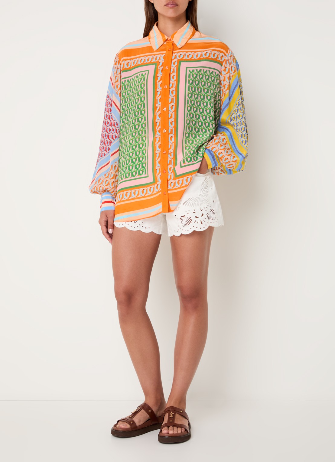 Farm Rio Cashew blouse met grafische print - voorkant 4 oranje