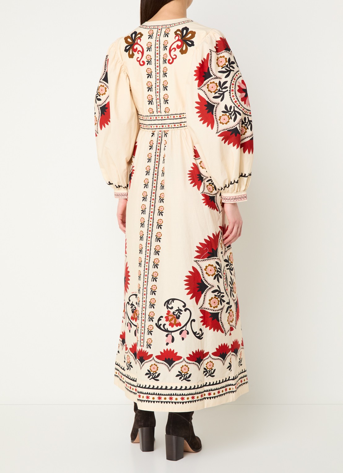 Farm Rio Cashew Mandala midi jurk met bloemenprint - achterkant creme