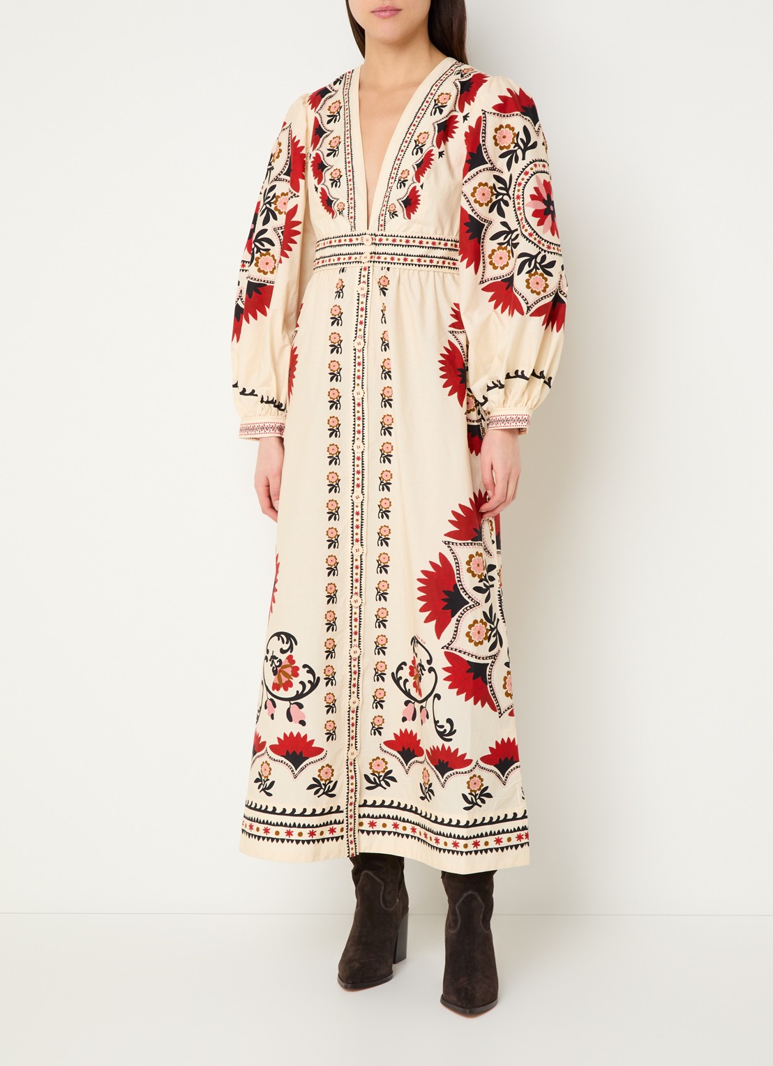Farm Rio Cashew Mandala midi jurk met bloemenprint - detail 2 creme
