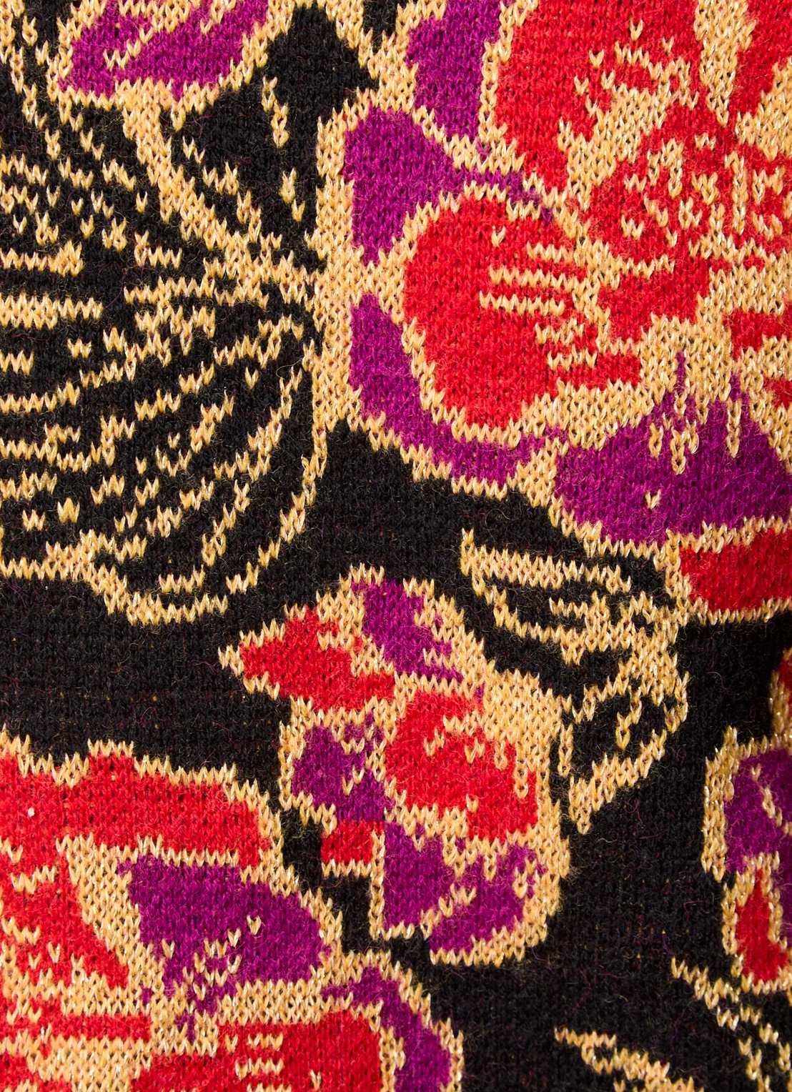 Farm Rio Chita grofgebreid vest in wolblend met bloemenprint en lurex - detail 4 zwart