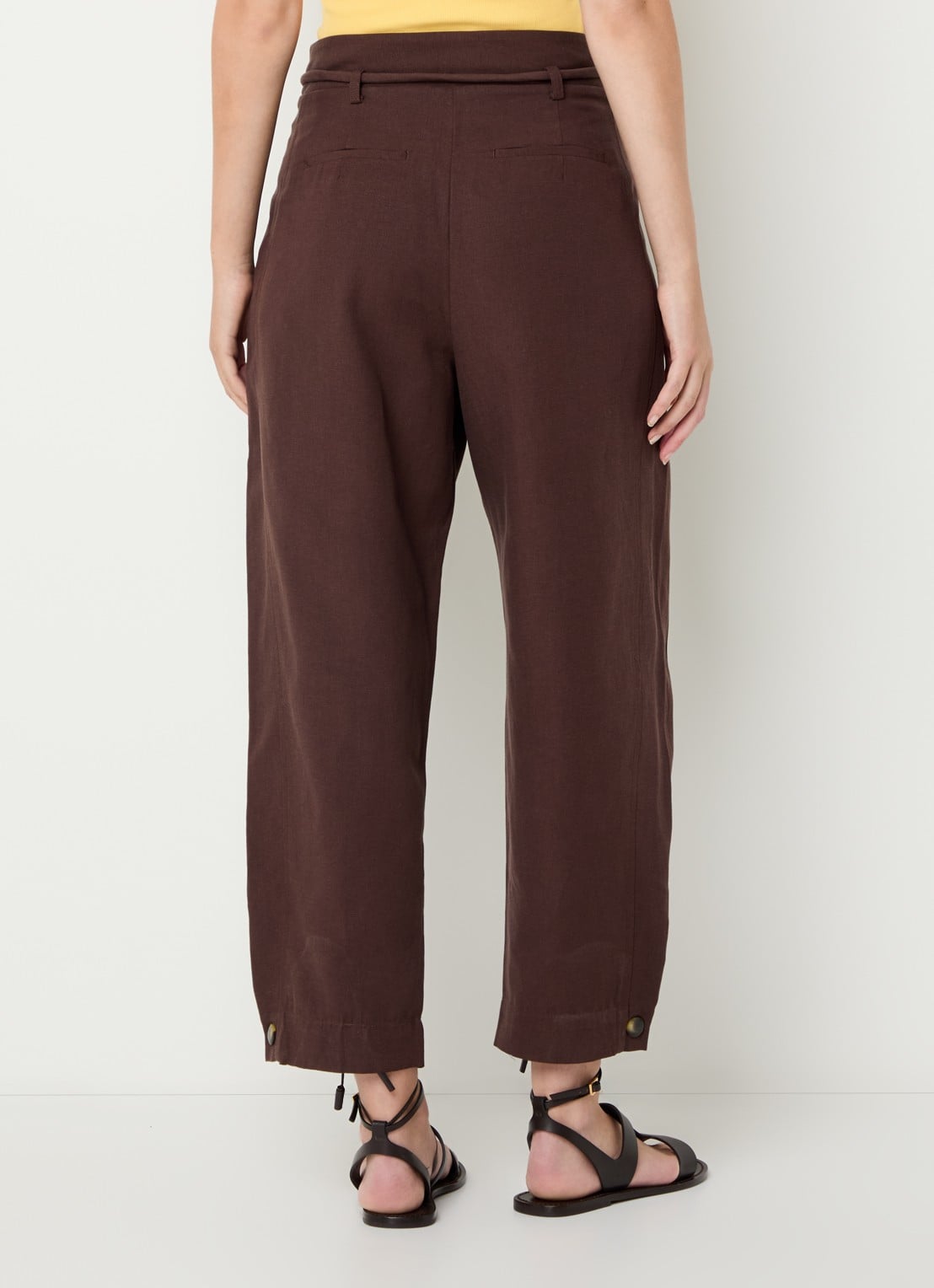 Farm Rio Clochard high waist loose fit cropped pantalon  - achterkant 2 hazelnootbruin