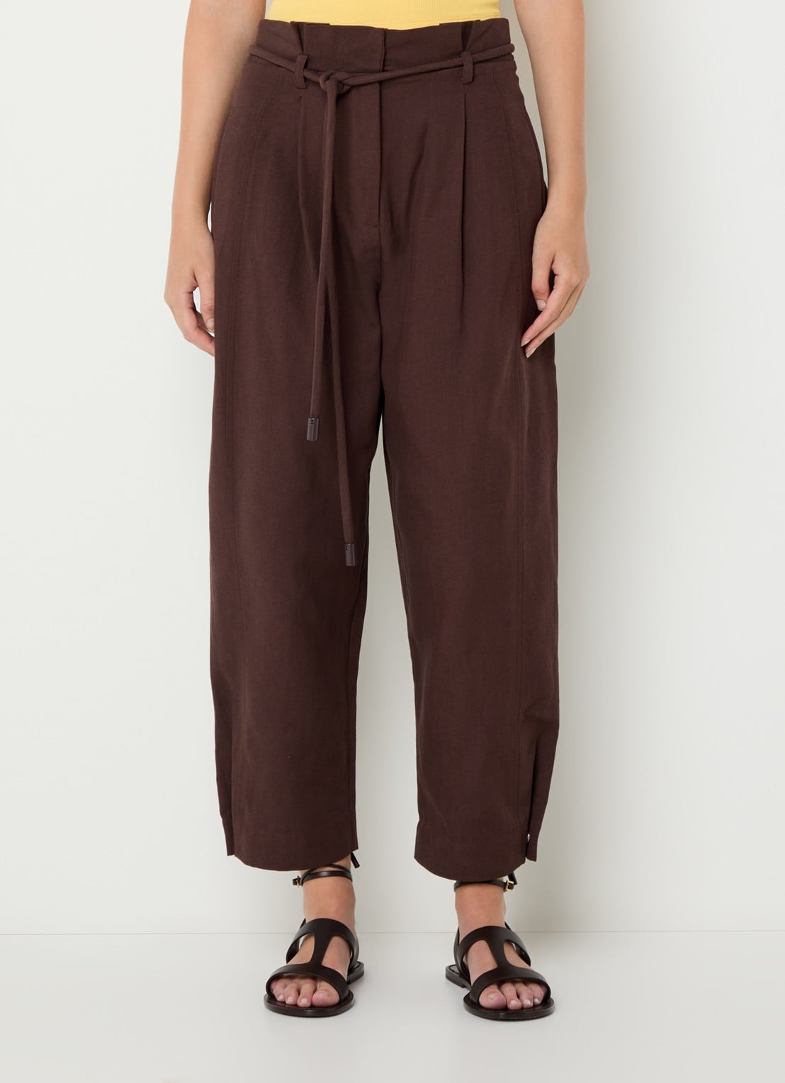 Farm Rio Clochard high waist loose fit cropped pantalon  - detail hazelnootbruin