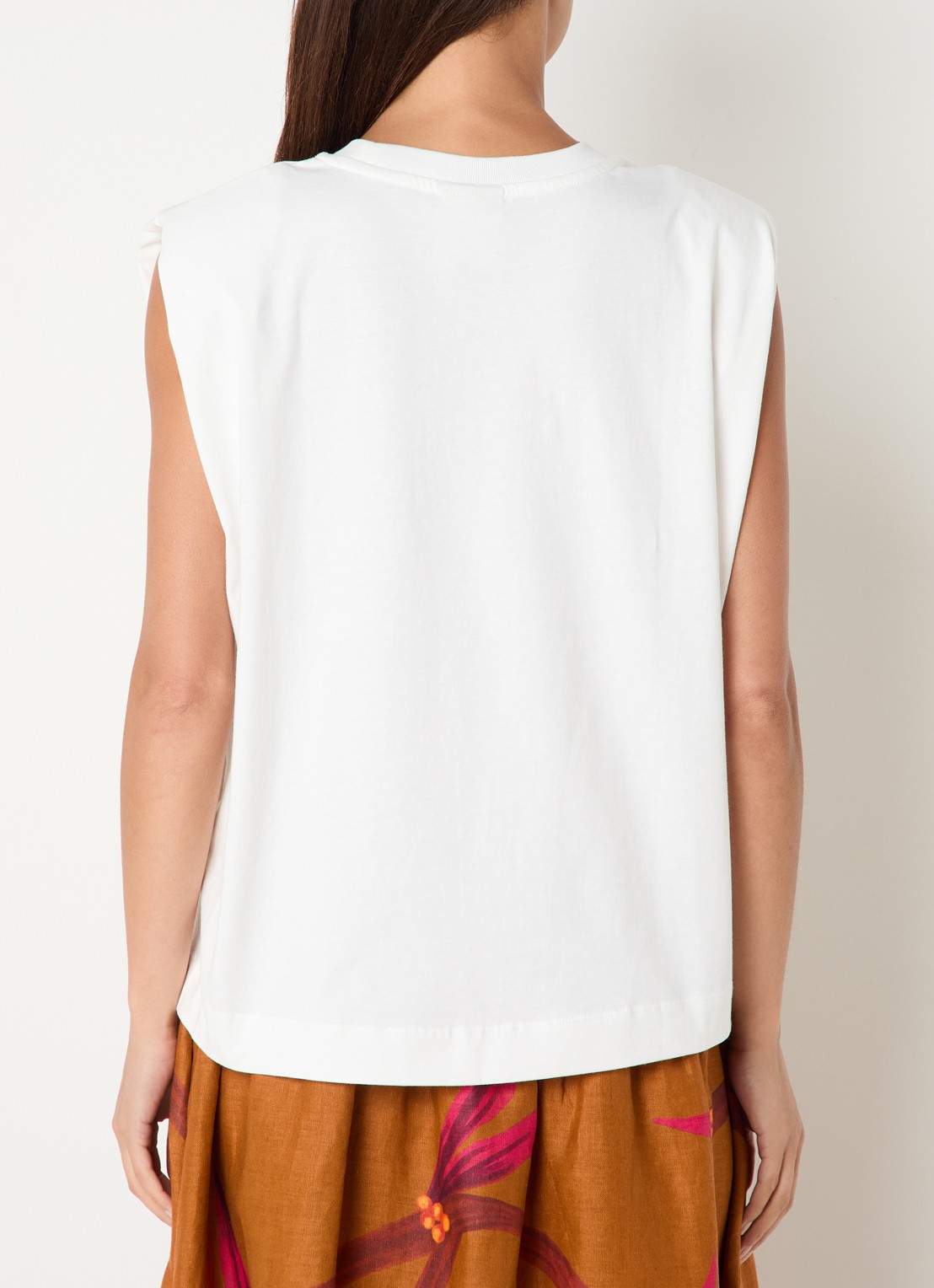 Farm Rio Coconut Trees sweater met opengewerkt dessin en borduring - achterkant 6 gebroken wit