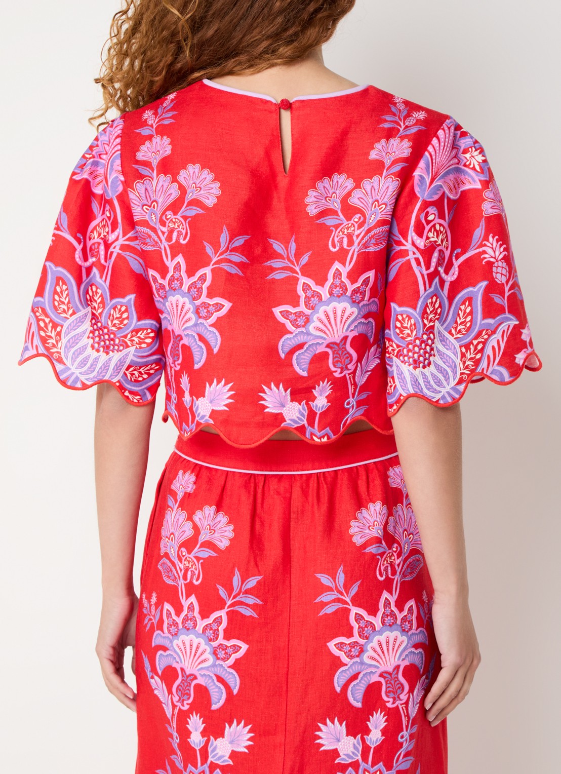 Farm Rio Cropped blouse met print - achterkant rood