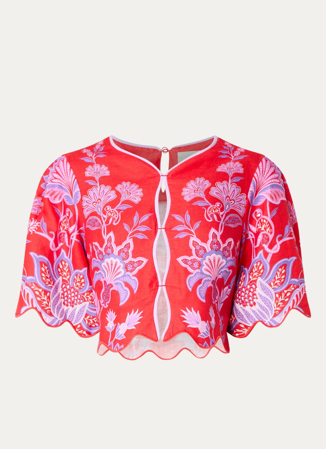 Farm Rio Cropped blouse met print - voorkant 2 rood