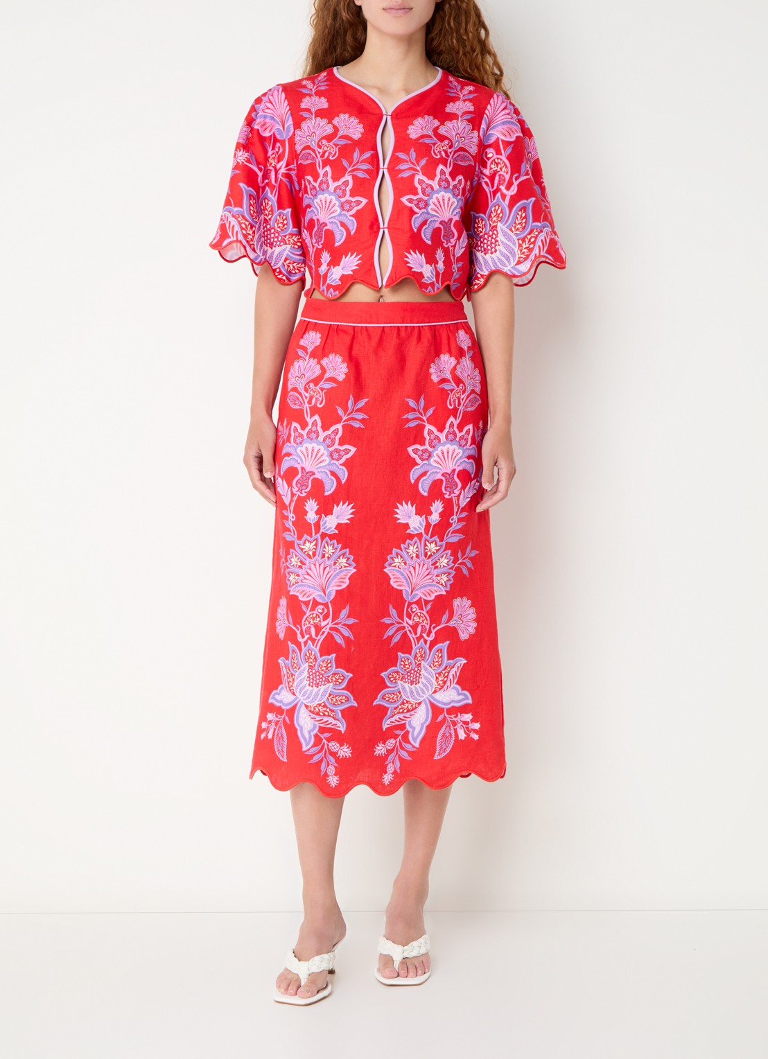 Farm Rio Cropped blouse met print - voorkant 3 rood